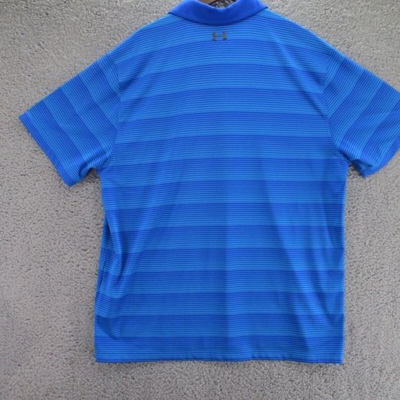 Under Armour Coldblack Mens XXL Blue Stripe Short Sleeve Loose Golf Polo Shirt - Picture 10 of 11